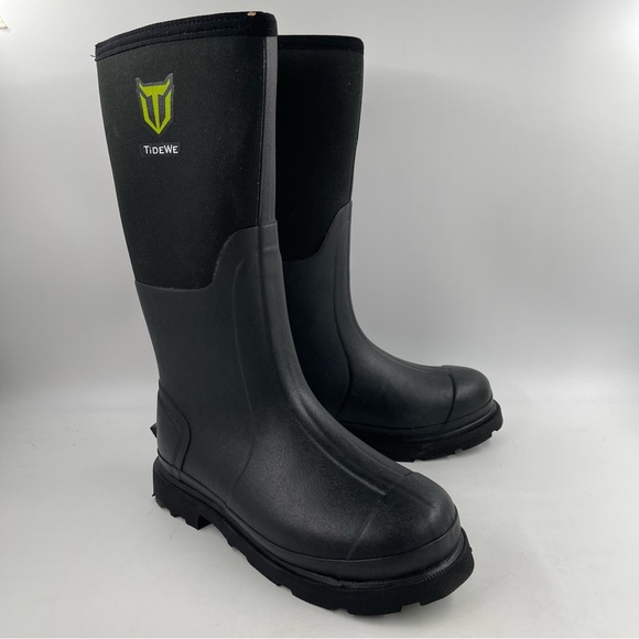 NIB! TideWe Men’s Tall Black Neoprene Rubber Waterproof Work Boots - Size 7 - Picture 3 of 11